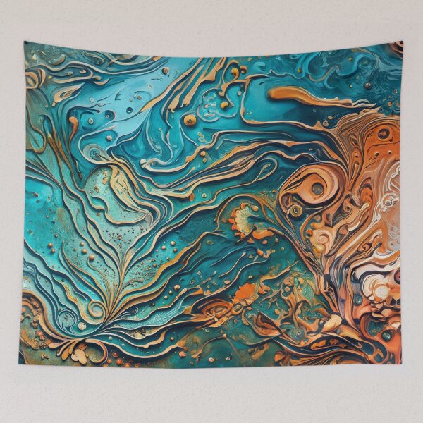 Item preview, Abstract Teal And Golden Pattern Splash Foamy Waves  designed and sold by Moonsiess.