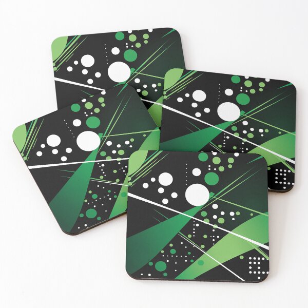 Item preview, Timeless Elegance: Green & Black Abstract Lines and Polka Dots Fusion designed and sold by PaintbrushPlace.
