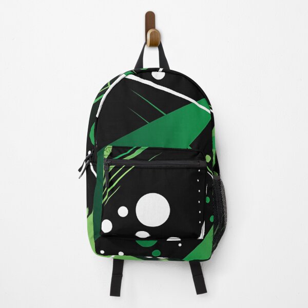 Item preview, Timeless Elegance: Green & Black Abstract Lines and Polka Dots Fusion designed and sold by PaintbrushPlace.