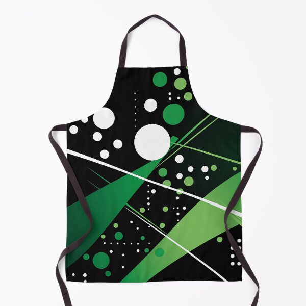 Item preview, Timeless Elegance: Green & Black Abstract Lines and Polka Dots Fusion designed and sold by PaintbrushPlace.