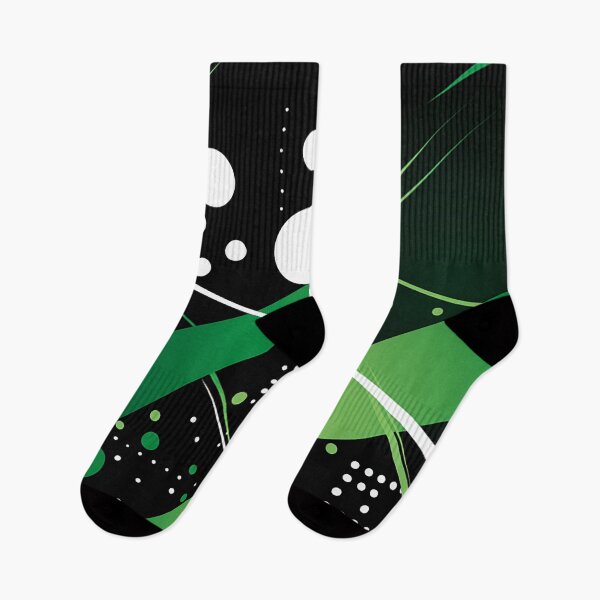 Item preview, Timeless Elegance: Green & Black Abstract Lines and Polka Dots Fusion designed and sold by PaintbrushPlace.