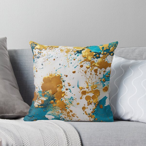 Item preview, Abstract Teal And Golden Pattern White Golden Splash Splatter Paint Effect designed and sold by Moonsiess.