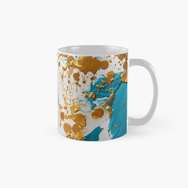 Item preview, Abstract Teal And Golden Pattern White Golden Splash Splatter Paint Effect designed and sold by Moonsiess.