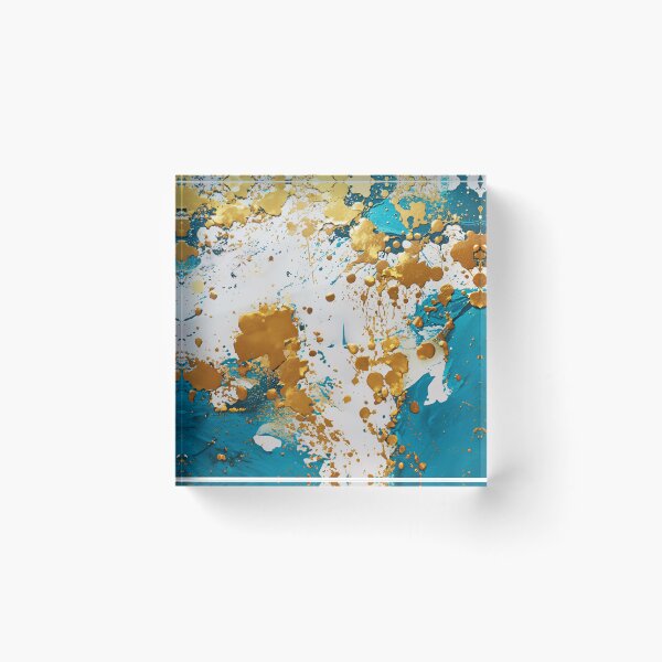 Item preview, Abstract Teal And Golden Pattern White Golden Splash Splatter Paint Effect designed and sold by Moonsiess.