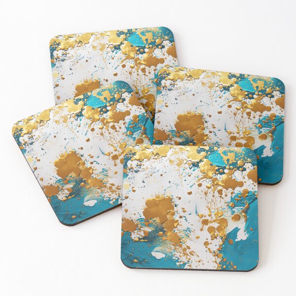 Item preview, Abstract Teal And Golden Pattern White Golden Splash Splatter Paint Effect designed and sold by Moonsiess.