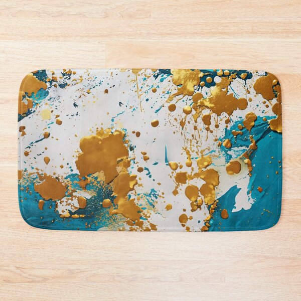 Item preview, Abstract Teal And Golden Pattern White Golden Splash Splatter Paint Effect designed and sold by Moonsiess.