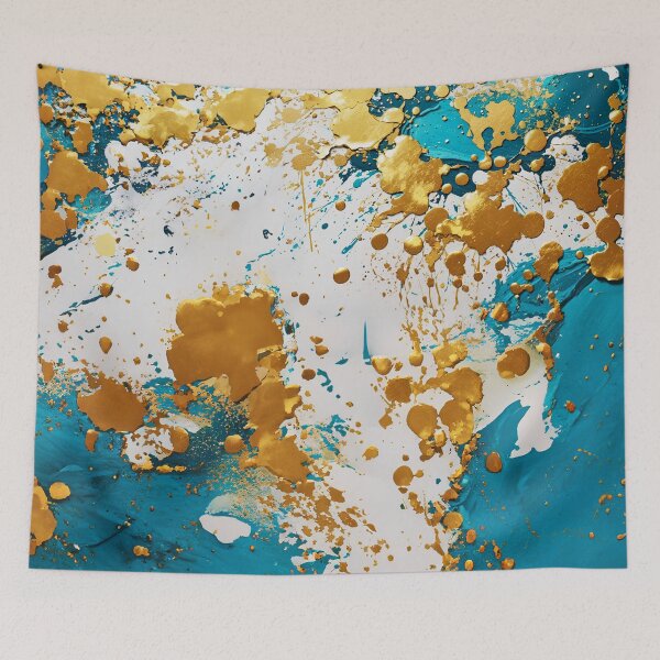 Item preview, Abstract Teal And Golden Pattern White Golden Splash Splatter Paint Effect designed and sold by Moonsiess.