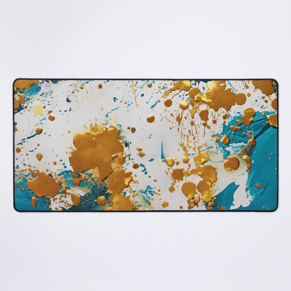 Item preview, Abstract Teal And Golden Pattern White Golden Splash Splatter Paint Effect designed and sold by Moonsiess.