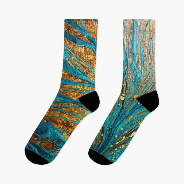 Item preview, Abstract Teal And Golden Pattern  Beautiful Teal Leaves designed and sold by Moonsiess.