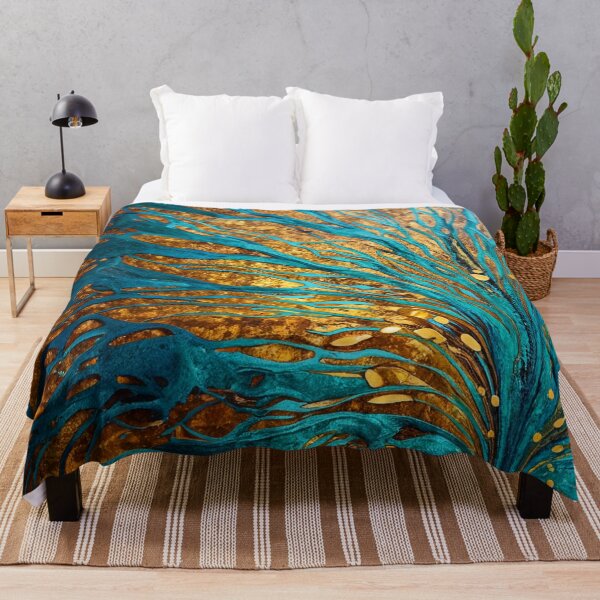 Item preview, Abstract Teal And Golden Pattern Beautiful Teal Leaves designed and sold by Moonsiess.
