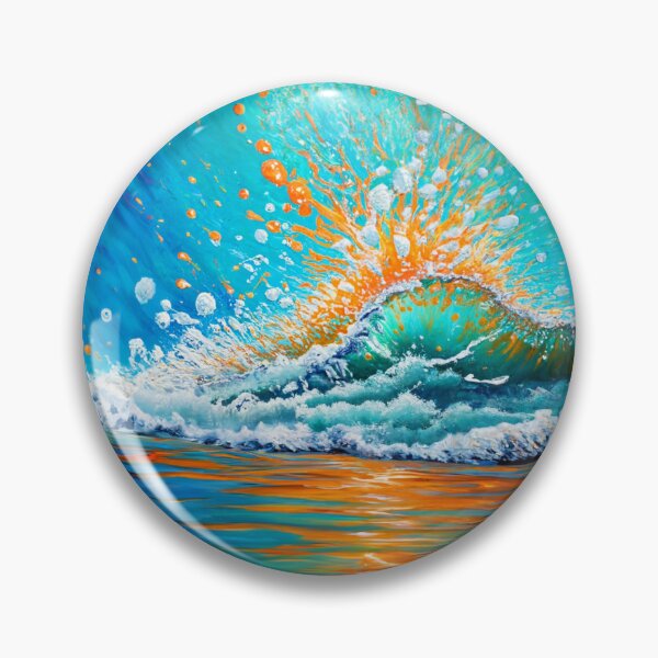 Item preview, Watercolor Painting of Teal And Golden Sea Wave Splash designed and sold by Moonsiess.