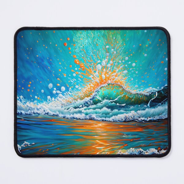 Item preview, Watercolor Painting of Teal And Golden Sea Wave Splash designed and sold by Moonsiess.
