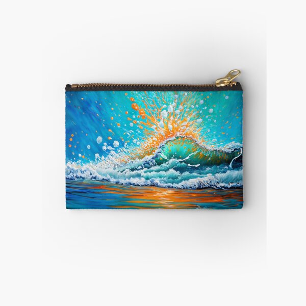 Item preview, Watercolor Painting of Teal And Golden Sea Wave Splash designed and sold by Moonsiess.