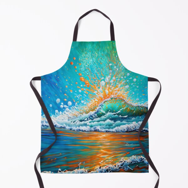 Item preview, Watercolor Painting of Teal And Golden Sea Wave Splash designed and sold by Moonsiess.