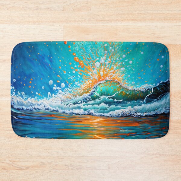Item preview, Watercolor Painting of Teal And Golden Sea Wave Splash designed and sold by Moonsiess.
