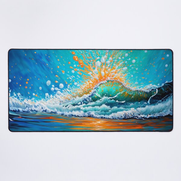 Item preview, Watercolor Painting of Teal And Golden Sea Wave Splash designed and sold by Moonsiess.