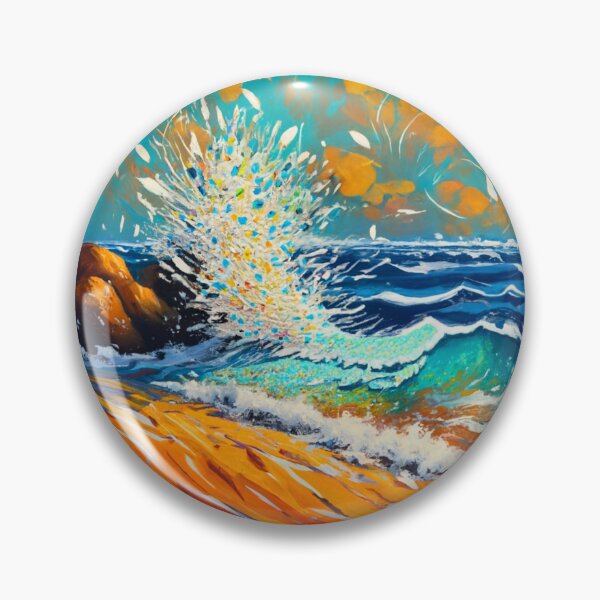 Item preview, Watercolor Ocean Waves crashing on shore Teal And Golden Pattern designed and sold by Moonsiess.