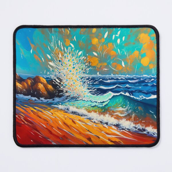 Item preview, Watercolor Ocean Waves crashing on shore Teal And Golden Pattern designed and sold by Moonsiess.