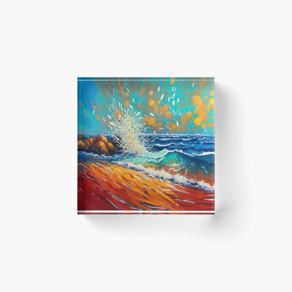 Item preview, Watercolor Ocean Waves crashing on shore Teal And Golden Pattern designed and sold by Moonsiess.