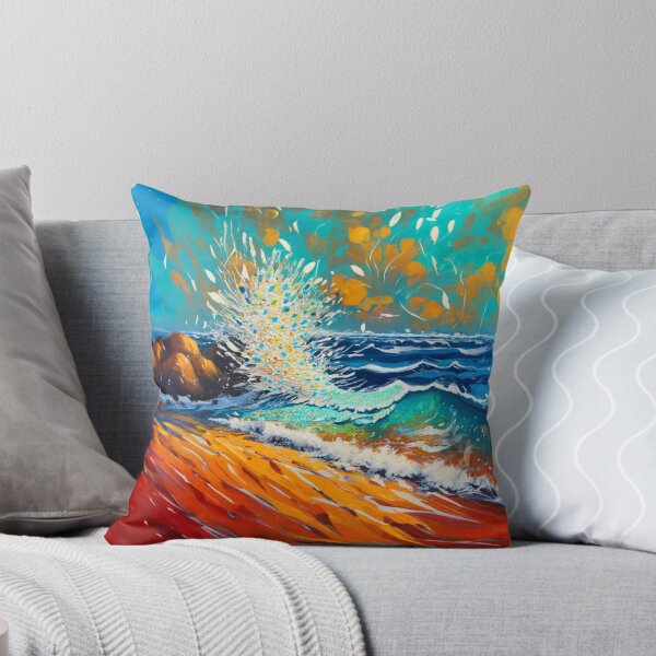 Item preview, Watercolor Ocean Waves crashing on shore Teal And Golden Pattern designed and sold by Moonsiess.