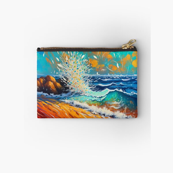 Item preview, Watercolor Ocean Waves crashing on shore Teal And Golden Pattern designed and sold by Moonsiess.