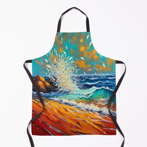 Item preview, Watercolor Ocean Waves crashing on shore Teal And Golden Pattern designed and sold by Moonsiess.