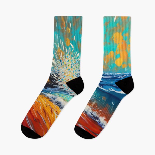 Item preview, Watercolor Ocean Waves crashing on shore Teal And Golden Pattern designed and sold by Moonsiess.