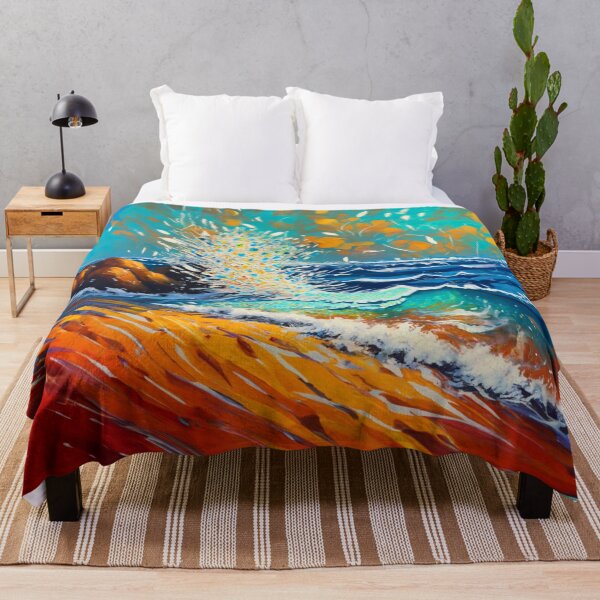 Item preview, Watercolor Ocean Waves crashing on shore Teal And Golden Pattern designed and sold by Moonsiess.