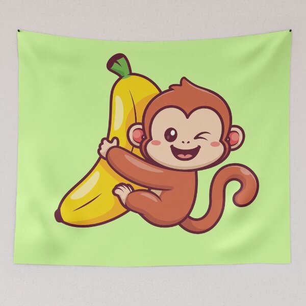 Item preview, Cute Monkey Hanging Banana Cartoon Vector Icon designed and sold by hjian8219.