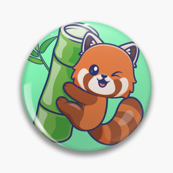 Item preview, Cute Red Panda Hanging from Bamboo Cartoon Vector Icon designed and sold by hjian8219.