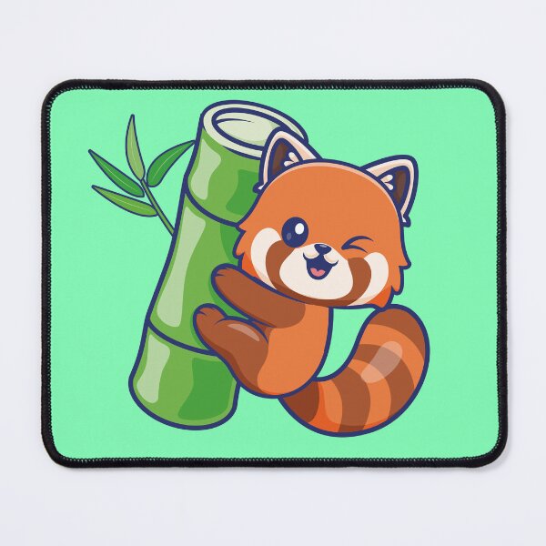 Item preview, Cute Red Panda Hanging from Bamboo Cartoon Vector Icon designed and sold by hjian8219.