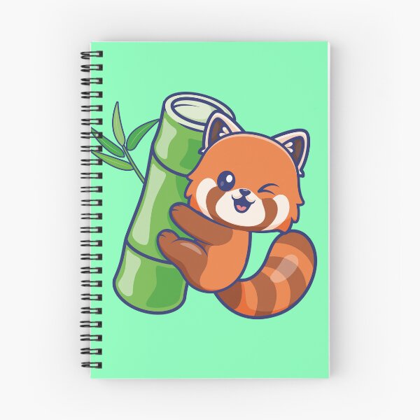 Item preview, Cute Red Panda Hanging from Bamboo Cartoon Vector Icon designed and sold by hjian8219.