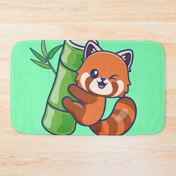 Item preview, Cute Red Panda Hanging from Bamboo Cartoon Vector Icon designed and sold by hjian8219.