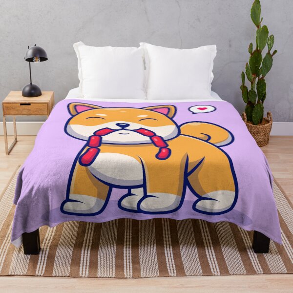 Item preview, Cute Shiba Inu Eating Sausage Cartoon Vector Icon designed and sold by hjian8219.