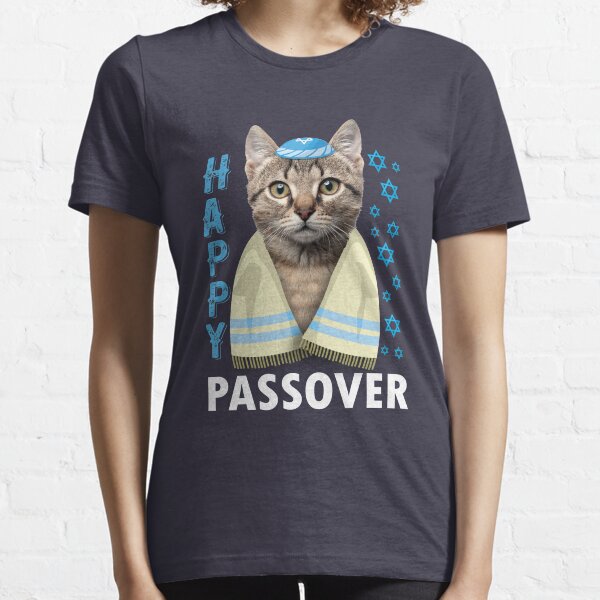 Passover Cute Cat Saying Happy Passover T Shirt Funny Jewish Pesach Holiday Essential T-Shirt