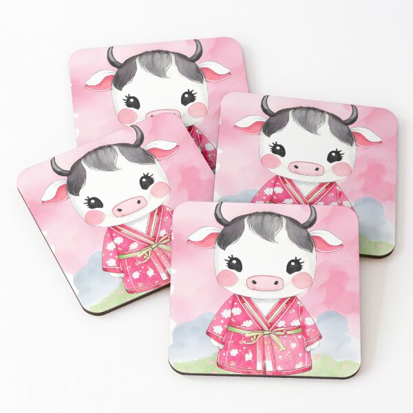 Item preview, Strawberry Cow in Japanese Art Style Watercolor designed and sold by ScarletGoldenOx.