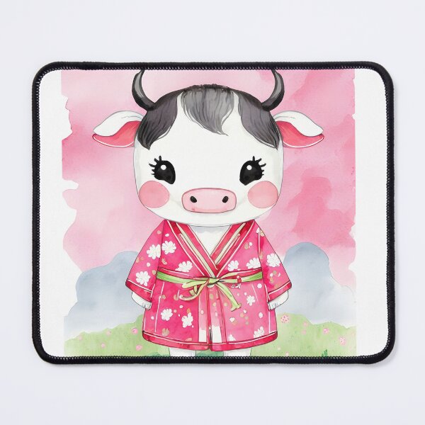Item preview, Strawberry Cow in Japanese Art Style Watercolor designed and sold by ScarletGoldenOx.
