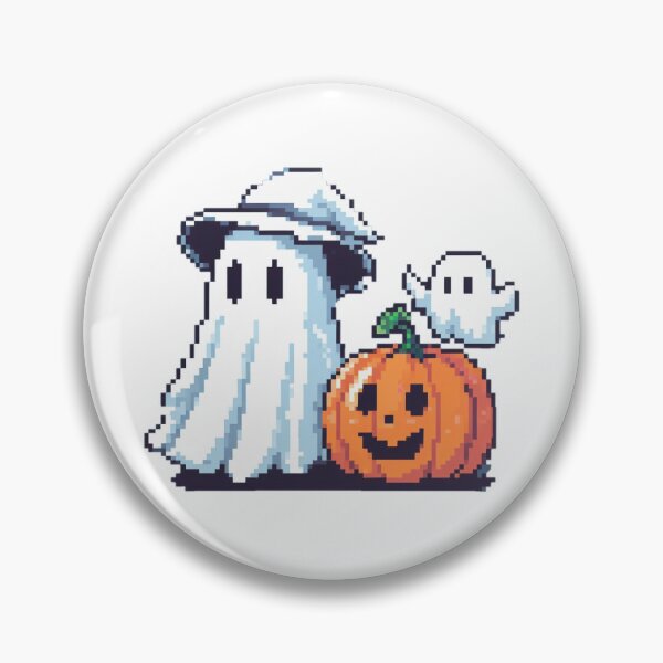 Item preview, A happy pumpkin, next to a ghost with a hat and a mini-ghost designed and sold by Buy  Daddy⭐.