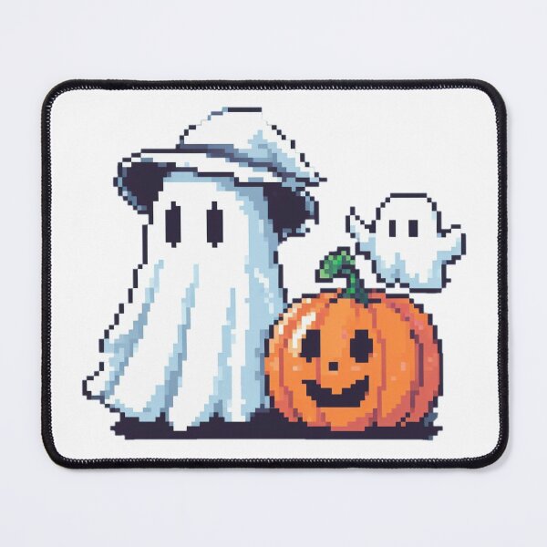 Item preview, A happy pumpkin, next to a ghost with a hat and a mini-ghost designed and sold by Buy  Daddy⭐.