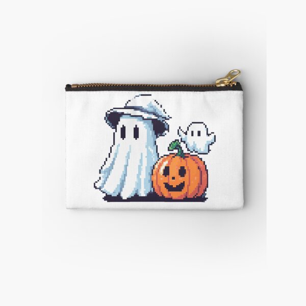 Item preview, A happy pumpkin, next to a ghost with a hat and a mini-ghost designed and sold by Buy  Daddy⭐.