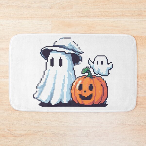 Item preview, A happy pumpkin, next to a ghost with a hat and a mini-ghost designed and sold by Buy  Daddy⭐.
