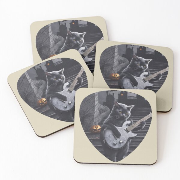 Item preview, Black Cat Playing Guitar (Guitar Pick Design For Cat And Music Lovers) designed and sold by guvnaguitars.