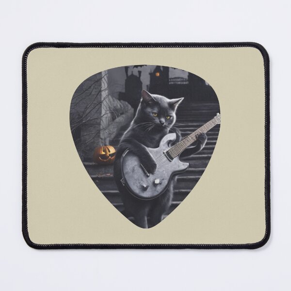 Item preview, Black Cat Playing Guitar (Guitar Pick Design For Cat And Music Lovers) designed and sold by guvnaguitars.