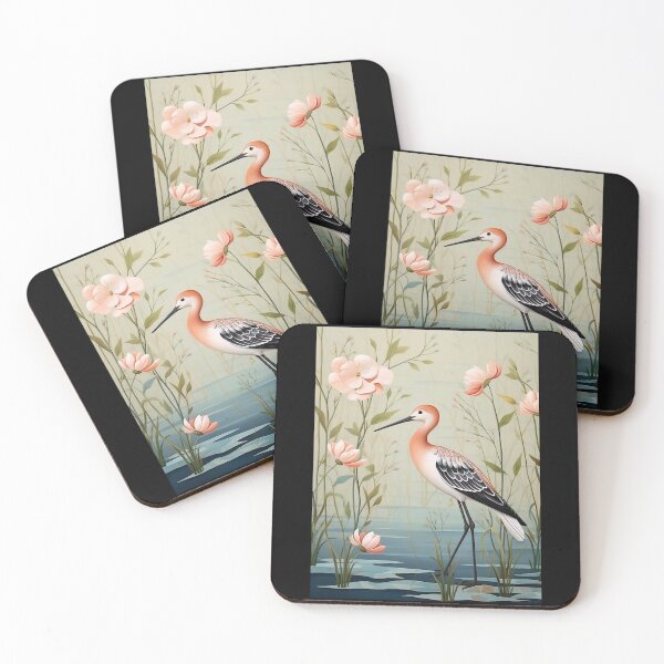 Item preview, Cute American  Avocet and Beautiful Pink Flowers designed and sold by Michealfashion.