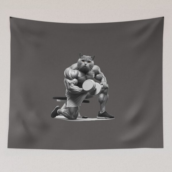 Item preview, Cat slave - The Muscular cat - Hustle for that muscle - Cat meme designed and sold by mamacub.