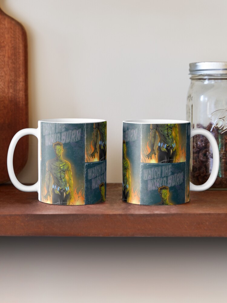 Thumbnail 2 of 6, Coffee Mug, Watch the World Burn - All Boy Monsters Frankenstein designed and sold by cerealcreatures.