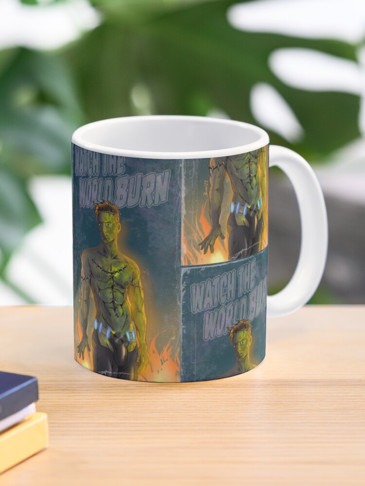 Thumbnail 1 of 6, Coffee Mug, Watch the World Burn - All Boy Monsters Frankenstein designed and sold by cerealcreatures.