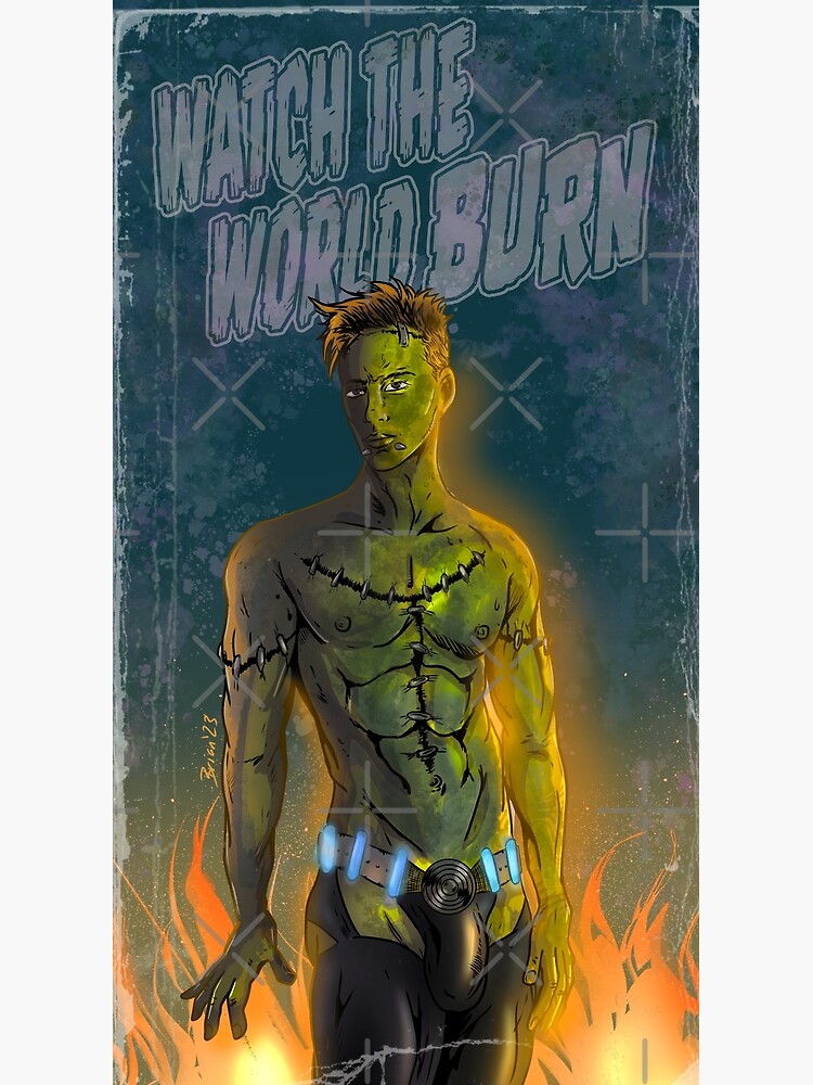 Thumbnail 3 of 3, Poster, Watch the World Burn - All Boy Monsters Frankenstein designed and sold by cerealcreatures.