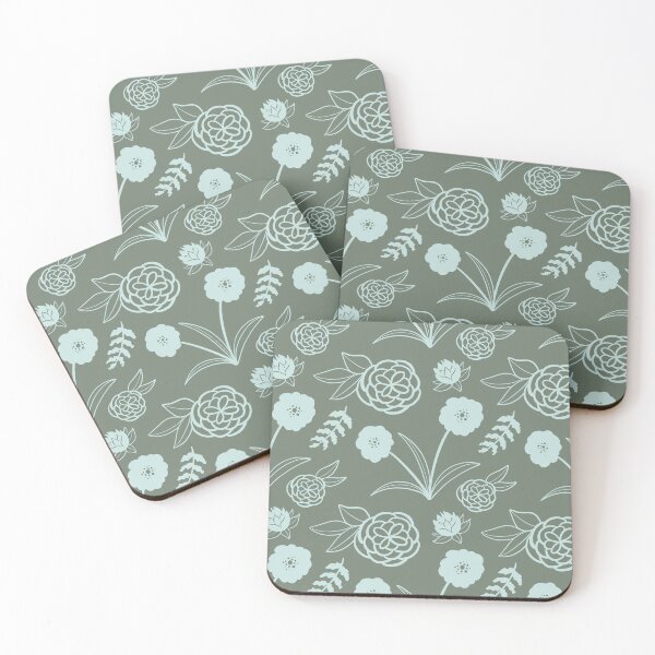 Item preview, Moss Green Floral Pattern designed and sold by makell-creates.
