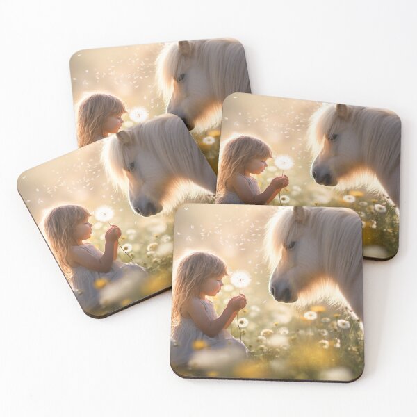 Item preview, a girl and a pony in a flower meadow in the sunshine designed and sold by FlyingRaven1.